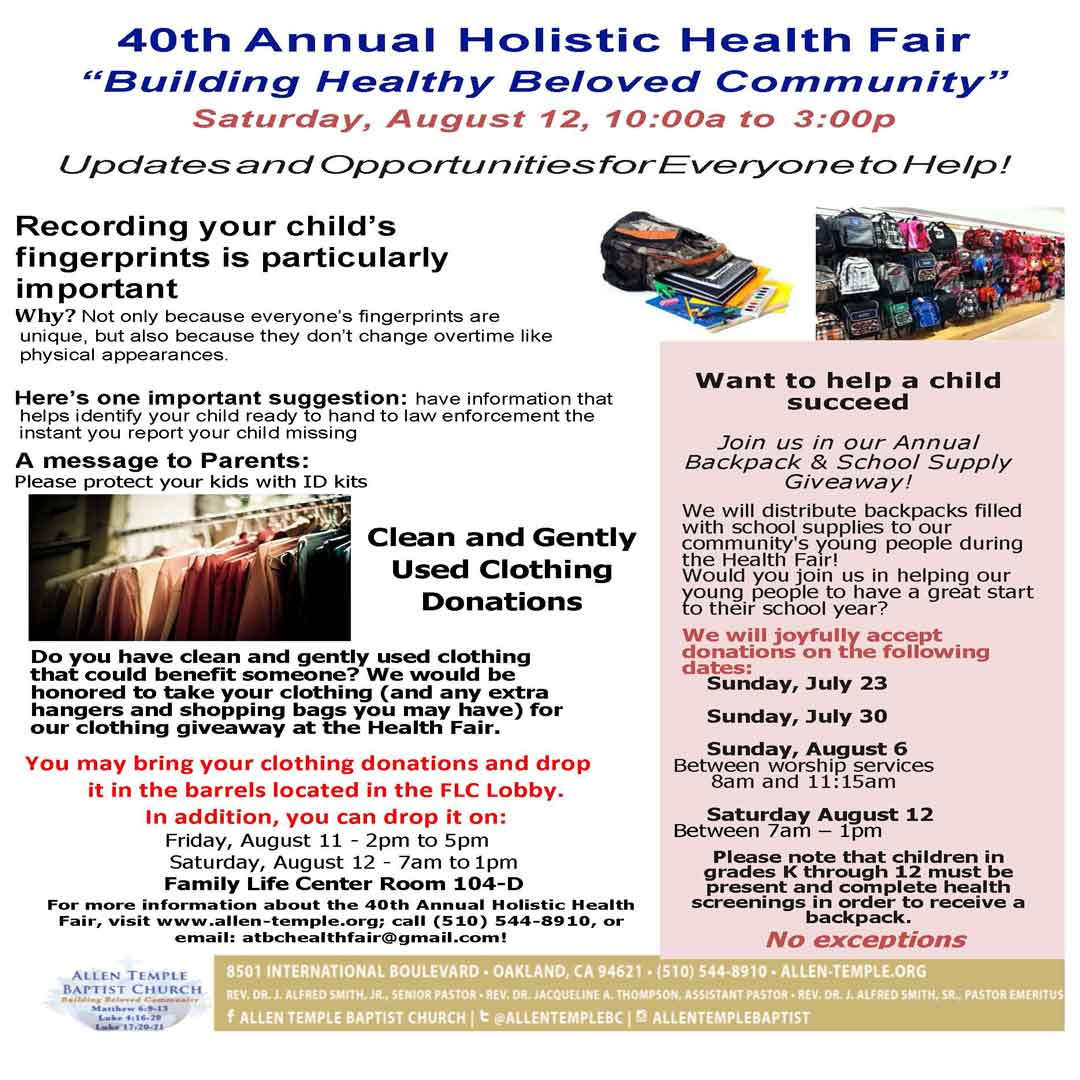 2017 Revised Health Fair Flyer Clothing and BackPack Giveaway Insta