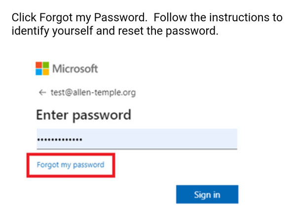 password was not enabled for a password reset office 365
